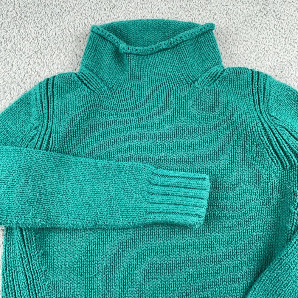 J Crew Sweater Womens XXS Green 1988 Roll Neck Cotton Knit Pullover K5924